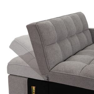 CANAPEA RABATABILA, ARTIM MEBLE, REALIZAT DIN MATERIAL TEXTIL GRI INCHIS SI METAL, STIL MODERN - Img 7