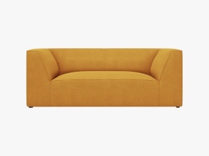 CANAPEA RUBY, CU 2 LOCURI, GALBEN, CU TAPITERIE DIN TEXTIL STRUCTURAT OTTAWA, MICADONI