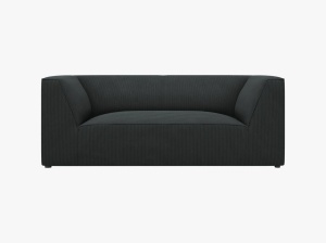 CANAPEA RUBY, CU 2 LOCURI, NEAGRA, CU TAPITERIE DIN CATIFEA REIATA MATA, MICADONI