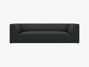 CANAPEA RUBY, CU 3 LOCURI, NEAGRA, CU TAPITERIE DIN CATIFEA REIATA MATA, MICADONI