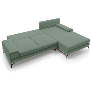 CANAPEA SELBY, MODEL DREAPTA, VERDE, DIN TEXTIL, METAL SI LEMN, SPATIU DEPOZITARE, STIL SCANDINAV, TK - Img 3
