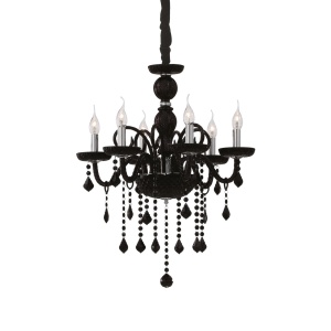 CANDELABRU GIUDECCA SP6, NEGRU, DIN STICLA, STIL CLASIC