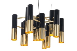 CANDELABRU LUNETTE, NEGRU/AURIU, DIN METAL, STIL MODERN, B2 - Img 2