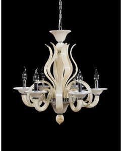 CANDELABRU MODERN MONTANERA W6 CREM DIN STICLA SI METAL DESIGN DEOSEBIT