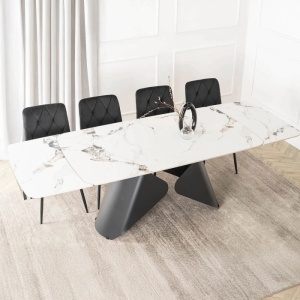 CEL MAI MIC PRET!!!MASA EXTENSIBILA 160-240CM, ARTIM MEBLE, REALIZATA DIN METAL SI CERAMICA, CULOARE MARMURA ALBA/NEGRU, STIL MODERN - Img 3