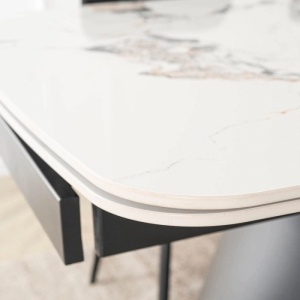 CEL MAI MIC PRET!!!MASA EXTENSIBILA 160-240CM, ARTIM MEBLE, REALIZATA DIN METAL SI CERAMICA, CULOARE MARMURA ALBA/NEGRU, STIL MODERN - Img 6