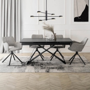 CEL MAI MIC PRET!!!MASA EXTENSIBILA 160-240CM, ARTIM MEBLE, REALIZATA DIN METAL SI CERAMICA, CULOARE MARMURA NEAGRA/NEGRU, STIL MODERN