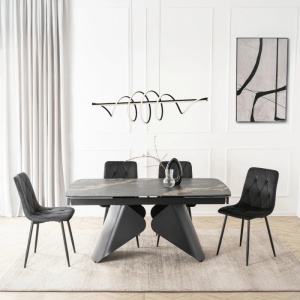 CEL MAI MIC PRET!!!MASA EXTENSIBILA 160-240CM, ARTIM MEBLE, REALIZATA DIN METAL SI CERAMICA, CULOARE MARMURA NEAGRA/NEGRU, STIL MODERN - Img 6