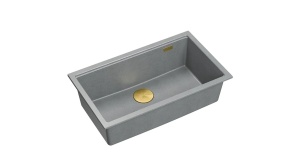 CHIUVETA BUCATARIE REA LOGAN 110, CU DOP, GRI METALIC/AURIU, DIN GRANIT, CALITATE SUPERIOARA