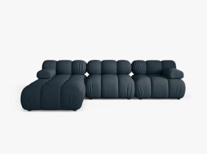 COLTAR BELLIS, CU 4 LOCURI, PETROL INCHIS, CU TAPITERIE DIN TEXTIL STRUCTURAT LIBERTY, MICADONI