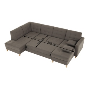 COLTAR BRIDGET, MODEL DREAPTA, GRI SI MARONIU/TAUPE, DIN TEXTIL SI LEMN, EXTENSIBIL, SPATIU DEPOZITARE, STIL MODERN, TK - Img 2
