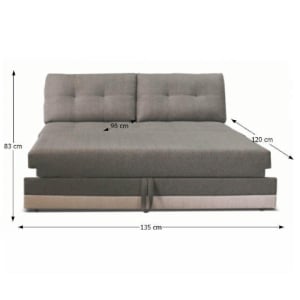 COLTAR CU 2 LOCURI EXTENSIBIL RUBA 2R+BB, GRI INCHIS SI CREM, DIN TEXTIL INARI, (IxAxh): 135x98x83 cm, STIL MODERN, TK - Img 2
