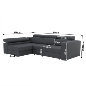 COLTAR DONA ROH, MODEL STANGA, GRI, DIN TEXTIL PORTO, EXTENSIBIL, SPATIU DEPOZITARE, STIL MODERN, TK - Img 8