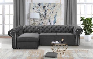 COLTAR EXTENSIBIL 278 CM, VALENTINO L STANGA,GRI, DIN STOFA DE CALITATE SUPERIOARA