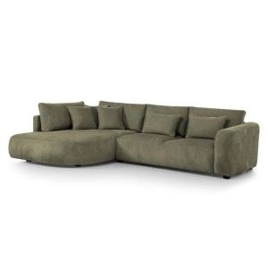 COLTAR FIX IN FORMA DE L STANGA, 300CM, CONFECTIONAT DIN MATERIAL TIP CHENILLE, VERDE, JACOBS, STIL MODERN
