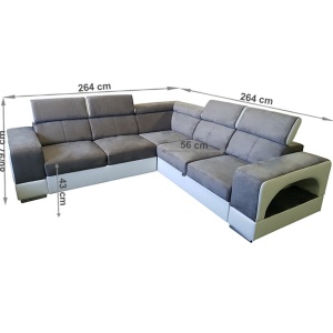 COLTAR KAMELIA, ALB/MARO, PIELE ECOLOGICA SI TEXTIL, EXTENSIBIL, SPATIU DEPOZITARE, UNIVERSAL (S/D), STIL MODERN, TK - Img 6