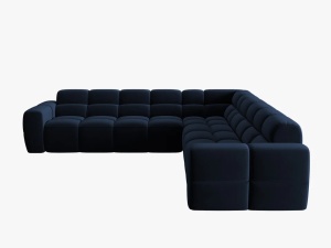 COLTAR LISA, 6 LOCURI, 310 CM, ALBASTRU ROYAL, TAPITERIE DIN CATIFEA, DESIGN DEOSEBIT - Img 3