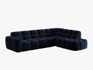COLTAR LISA, DREAPTA, 5 LOCURI, 293 CM, ALBASTRU ROYAL, TAPITERIE DIN CATIFEA, DESIGN DEOSEBIT - Img 2