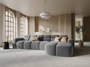 COLTAR LISA, DREAPTA, 5 LOCURI, 310 CM, GRI DESCHIS, TAPITERIE DIN CATIFEA, DESIGN DEOSEBIT