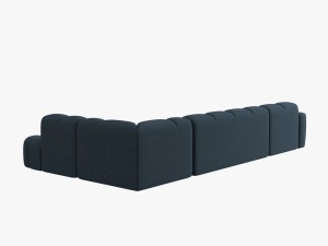COLTAR LISA, DREAPTA, 7 LOCURI, 387 CM, ALBASTRU INCHIS 77, TAPITERIE DIN STOFA, DESIGN DEOSEBIT - Img 3