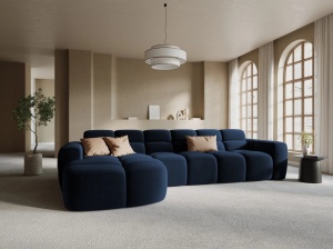 COLTAR LISA, STANGA, 5 LOCURI, 310 CM, ALBASTRU ROYAL, TAPITERIE DIN CATIFEA, DESIGN DEOSEBIT