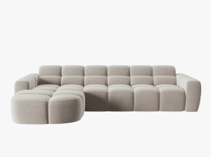 COLTAR LISA, STANGA, 5 LOCURI, 310 CM, BEJ DESCHIS, TAPITERIE DIN CATIFEA, DESIGN DEOSEBIT - Img 3