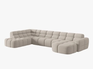 COLTAR LISA, STANGA, 7 LOCURI, 387 CM, BEJ 05, TAPITERIE DIN STOFA, DESIGN DEOSEBIT