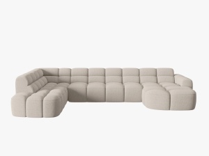 COLTAR LISA, STANGA, 7 LOCURI, 387 CM, BEJ 05, TAPITERIE DIN STOFA, DESIGN DEOSEBIT - Img 2