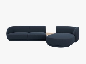 COLTAR MILEY, CU 3 LOCURI, PE DREAPTA, ALBASTRU INCHIS, CU TAPITERIE DIN TEXTIL BOUCLE BALOO, MICADONI