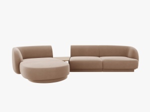 COLTAR MILEY, CU 3 LOCURI, PE STANGA, CAPPUCCINO, CU TAPITERIE DIN CATIFEA BLUVEL, MICADONI