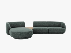 COLTAR MILEY, CU 3 LOCURI, PE STANGA, VERDE PETROL, CU TAPITERIE DIN TEXTIL CHENILLE HAGA, MICADONI