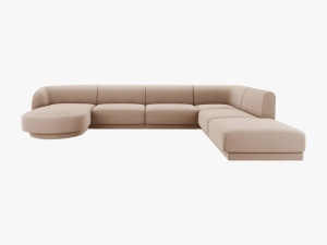 COLTAR MILEY DREAPTA, 6 LOCURI, 327 CM, CAPPUCCINO 40, TAPITERIE DIN CATIFEA, DESIGN DEOSEBIT - Img 2