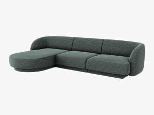 COLTAR MILEY STANGA, 4 LOCURI, 255 CM, ALBASTRU PETROL 78, TAPITERIE CHENILLE, DESIGN DEOSEBIT