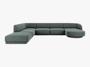 COLTAR MILEY STANGA, 6 LOCURI, 327 CM, VERDE 78, TAPITERIE CHENILLE, DESIGN DEOSEBIT