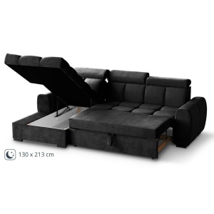 COLTAR MODERN DEOSEBIT, GOMEZ STANGA 267CM, DIN CATIFEA DE CULOARE NEAGRA, CONFORT SPORIT - Img 4