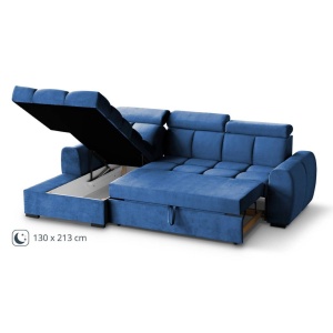 COLTAR MODERN DEOSEBIT, GOMEZ STANGA 267CM, DIN CATIFEA DE CULOARE ALBASTRA, CONFORT SPORIT - Img 5