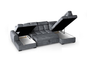 COLTAR MODERN DEOSEBIT, GOMEZ U 330CM, DIN CATIFEA DE CULOARE GRI INCHIS, CONFORT SPORIT, MARS - Img 2
