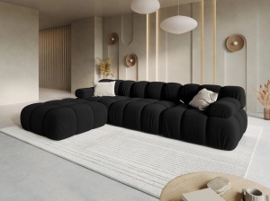 COLTAR MODULAR BELLIS, 4 LOCURI, 282 CM, NEGRU 100, TAPITERIE DIN CATIFEA, DESIGN DEOSEBIT