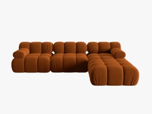 COLTAR MODULAR BELLIS, 4 LOCURI, 282 CM, SCORTISOARA 56, TAPITERIE DIN CATIFEA, DESIGN DEOSEBIT - Img 5