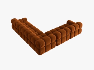 COLTAR MODULAR BELLIS, 5 LOCURI, 282 CM, SCORTISOARA 56, TAPITERIE DIN CATIFEA, DESIGN DEOSEBIT - Img 5