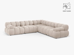 COLTAR MODULAR BELLIS, BEJ DESCHIS, CU TAPITERIE DIN CATIFEA VENUS, MICADONI