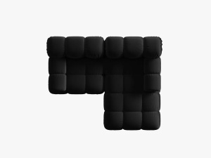 COLTAR MODULAR BELLIS, DREAPTA, 2 LOCURI, 191 CM, NEGRU 100, TAPITERIE DIN CATIFEA, DESIGN DEOSEBIT - Img 2
