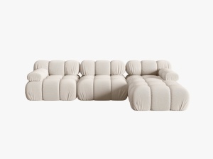COLTAR MODULAR BELLIS, DREAPTA, 3 LOCURI, 285 CM, BEJ DESCHIS 23, TAPITERIE DIN CATIFEA 3D, DESIGN DEOSEBIT