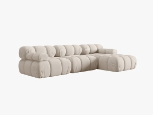 COLTAR MODULAR BELLIS, DREAPTA, 3 LOCURI, 285 CM, BEJ DESCHIS 23, TAPITERIE DIN CATIFEA 3D, DESIGN DEOSEBIT - Img 5