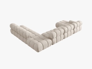 COLTAR MODULAR BELLIS, DREAPTA, 6 LOCURI, 379 CM, BEJ DESCHIS 23, TAPITERIE DIN CATIFEA 3D, DESIGN DEOSEBIT - Img 2