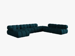 COLTAR MODULAR BELLIS, DREAPTA, 6 LOCURI, 379 CM, BLEUMARIN 87, TAPITERIE DIN CATIFEA 3D, DESIGN DEOSEBIT - Img 5