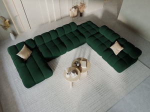 COLTAR MODULAR BELLIS, DREAPTA, 6 LOCURI, 379 CM, VERDE 38, TAPITERIE DIN CATIFEA, DESIGN DEOSEBIT