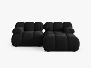 COLTAR MODULAR BELLIS, PE DREAPTA, NEGRU, CU TAPITERIE DIN CATIFEA BLUUVEL, MICADONI