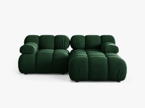 COLTAR MODULAR BELLIS, PE DREAPTA, VERDE SMARALD, CU TAPITERIE DIN CATIFEA BLUVEL, MICADONI