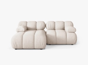 COLTAR MODULAR BELLIS, PE STANGA, BEJ, CU TAPITERIE DIN TEXTIL STRUCTURAT LIBERTY, MICADONI